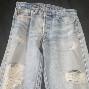 Levi 501 distressed jeans